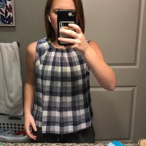 Blue plaid sleeveless top